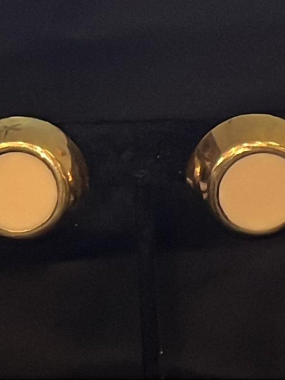 Napier Off White Circle with Gold Tone Frame Earrings